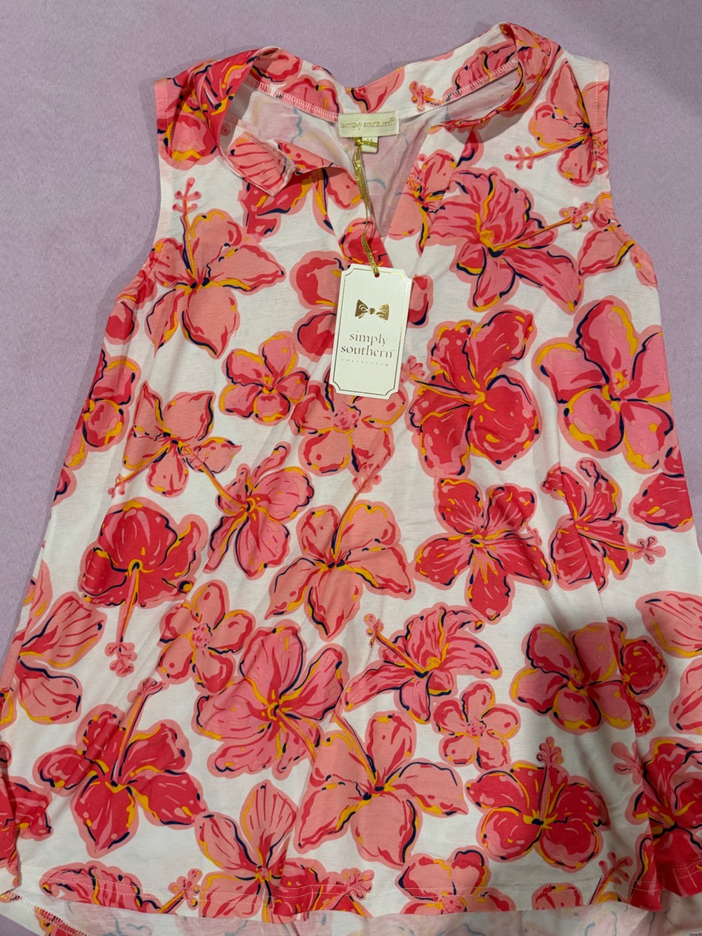 Simply Southern Pink Floral Summer Tank